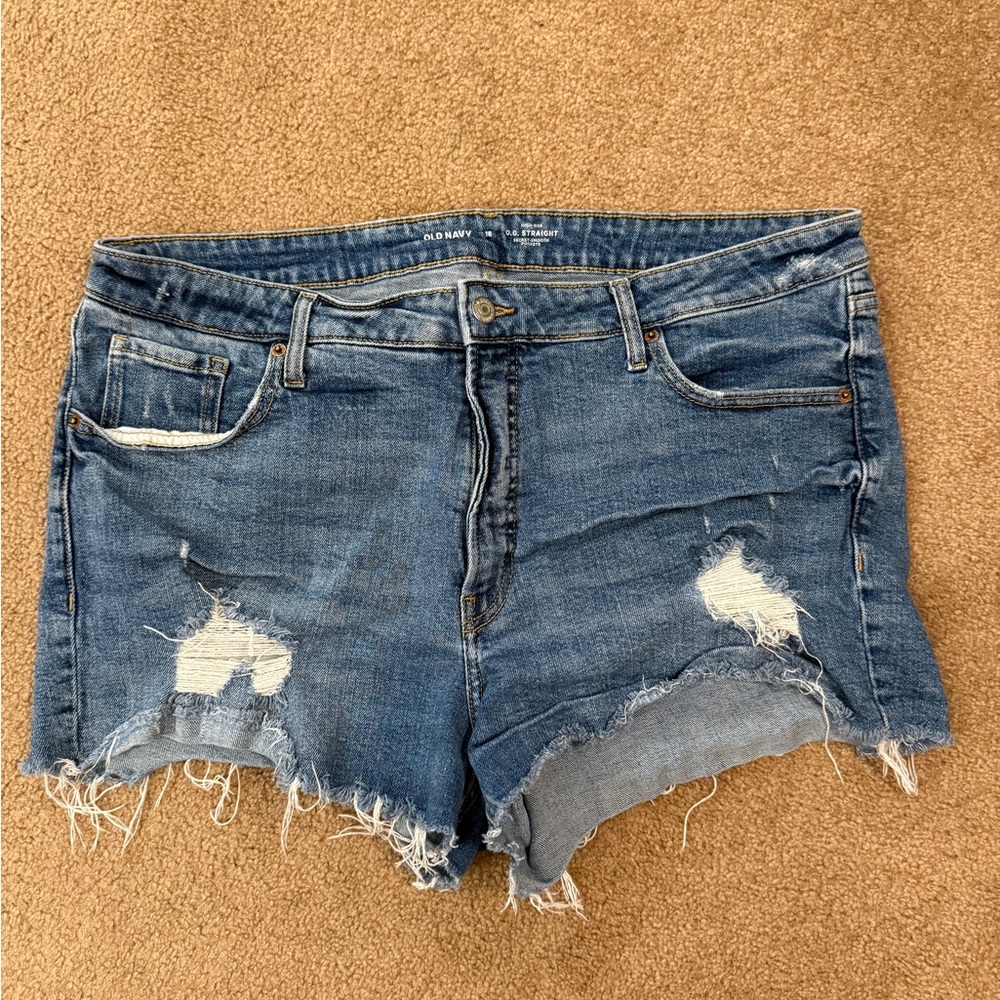 Old Navy Blue Distressed Jean Shorts